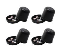 minkissy 4 Sets Black Abs Dice Cup with Tray and 5 Dice for Ktv Games