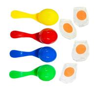 minkissy 4 sets Colorful Egg and Spoon Race Game Set for Vibrant Balance in Red Yellow Blue Green Outdoor Interactive Party Activity Enhances Coordination and Motor Skills for Team Building