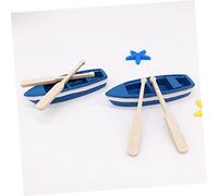 minkissy 4 Sets Ocean Wooden Double Oar Boats Miniature Micro Landscape DIY Materials for Nautical Beach Decorations and Home Crafting