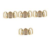 minkissy 4 Sets Unique Gold Color Tooth Grills for Fashion Shows and Photo Shoots Easy to Clean Teeth Charms for Parties and Special Occasions Accessory for Charming Look