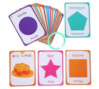minkissy 49pcs Cartoon Sensory Geometric Figure Flash Cards for Glare Portable Preschool Learning Shapes Cards Cognitive Educational Tool for Boy Girl and Birthday Gift