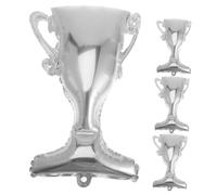 minkissy 4Pcs 20-Inch Silver Trophy Foil Balloons Graduation Party Decorations, Champion Aluminum Balloon Set for Grad Party Photo Props and Birthday Celebrations