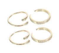 minkissy 4pcs Adjustable Toe Rings for Women Set Open Cuff Design Rhinestone Polished Teardrop Summer Beach Foot Jewelry Lightweight Fade-resistant