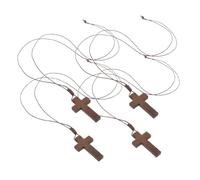 minkissy 4Pcs Adjustable Wood Cross Necklace Unisex Pendant with Crucifix Design for Men Women Versatile Accessory for Easter Retro Jewelry Stylish Decoration