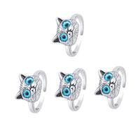 minkissy 4pcs Adorable Adjustable for Women Open Finger Jewelry Cute Cartoon Eyed Design for Teens and Retro Color Fashion Accessory