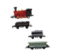 minkissy 4Pcs Alloy Retro Steam Train Set Pull Back Vehicles for Boys Colorful Educational Gifts Red