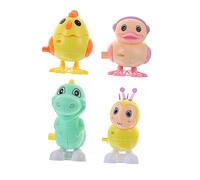minkissy 4Pcs Animal Clockwork Wind Up Playthings for Fun Interactive for Boys Includes Chick Duck Bee Dinosaur for Indoor Play and Room Decoration Random Color