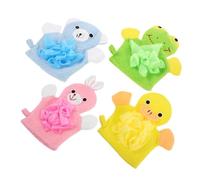 minkissy 4pcs Baby Bath Gloves Shower Mitts Cute Cartoon Animals, Soft Bathing Gloves for Boys and Girls Toddlers, Multi-Color Wash Mitt Set for Children’s Bath Time