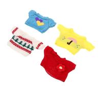 minkissy 4pcs Bear Doll Clothing for Plush Stylish Sweater Outfits with Christmas Tree Umbrella Flower and Heart Patterns DIY Accessories for Birthday