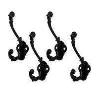 minkissy 4pcs Black Zinc Alloy Coat Hooks Double Wall Mount Vintage Flower-Shaped Decorative Hooks with Strong Loadbearing Capacity for Bathroom and Wardrobe