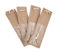 minkissy 4pcs Burlap Wine Bag Jute Bottle Holders for Red Wine Festival Multipack