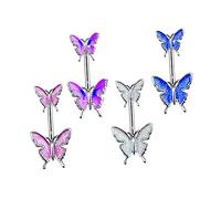 minkissy 4Pcs Butterfly Navel Rings Cute Belly Button Bars for Women Jewelry with Chic for Birthdays and Special Occasions