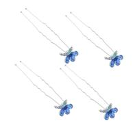 minkissy 4Pcs Butterfly Rhinestone Hairpins Blue Hair Clip for Bride Women Wedding Hair Accessories Prom