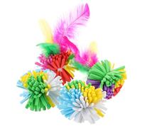 minkissy 4pcs Cat Balls Toy Eva Material Assorted Color with Artificial Plume Feather Interactive Cat Teasing Toy Relieves Emotions Long Serving Life