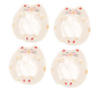 minkissy 4pcs Ceramic Palette for Watercolor and Nail Art Cute Cat Design Compact Mixing Tray for Artists Gouache Palette for Creative Projects