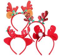 minkissy 4pcs Christmas Antler Headbands Festival Party Hairbands Comfortable Cloth Material Holiday Costume Accessories for Women and Adults