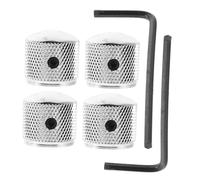 minkissy 4pcs Chrome Metal Guitar Potentiometer Knobs with Wrench Electric Bass Top Hat Style Volume Tone Control Replacement Parts Compatible with Various Electric Guitars and Basses