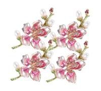 minkissy 4Pcs Crystal Flower Brooch Pin Alloy Rhinestone Floral Lapel Pins for Women Wedding Bridal Corsage Slip Durable Shiny Flower Lapel Decoration