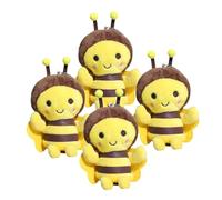 minkissy 4pcs Cute Plush Bee Keychain Charms Soft Stuffed Bee Doll Pendant Bag Backpack Hanging Decor for Party Accessories