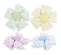 minkissy 4pcs Dot Fabric Flower Embellishments for DIY Hair Accessories Brooch Crafts Headbands Decoration with Safety Pin for Gift Making and Scrapbooking