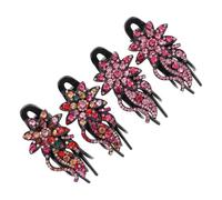 minkissy 4pcs Duckbill Hairpin Hair Clips Rhinestones Flower Design for Ponytail Bun Clips for Hair Decorative Women Headdress Use
