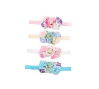 minkissy 4pcs Elastic Flower Headbands Soft Cotton Stretchy Hair Bands for Photography Props Party Dress Up in Pink Mint Snow Bud Light Blue