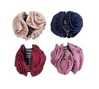 minkissy 4pcs Elegant Rose Flower Hair Clamps High Toughness Hair Catch Barrette UV Resistant Accessory for Women and Girls Mixed Colours