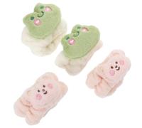 minkissy 4pcs Face Washing Wristband for Spa Use, Plush Material Retractable Elastic Band, Water Absorption Wristband and Women, Adorable Colour Design for Daily Skincare