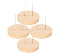 minkissy 4Pcs Felt Doll Display Stand Set with Wool Felt Holder and 1Cm Thick Wooden Round Base Portable Needle Felting Doll Support Rack for Handmade Figures and Crochet Display