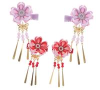 minkissy 4pcs Floral Hair Clips Elegant Chinese Style Hair Accessories for Women Decorative Hanfu Tassel Hairpins Vintage Flower Design for Bridesmaids Special Occasions