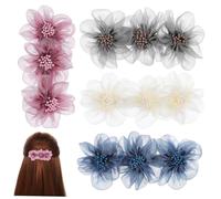 minkissy 4pcs Floral Hair Clips for Women Snap Hair Barrettes Flower Accessories for Wedding Girls Clips