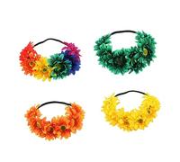 minkissy 4pcs Floral Headband Sunflower Headpiece Simulated Sunflower Hair Accessory Hawaiian Beach Party Supplies Festival Hair Band for Women Flower Headwear for Women