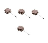 minkissy 4pcs Floral Wooden Lapel Pin for Men Elegant Boutonniere Pin for Weddings Formal Events Decorative Flower Brooch with Craftsmanship Sturdy Design for Suits