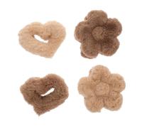 minkissy 4pcs Flower Barrettes Heart Claw Clips Plush Hair Clips for Women Hair Flower Accessories