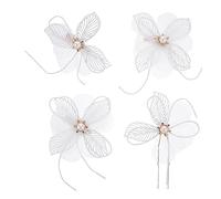 minkissy 4pcs Flower Hair Clips Set Silk Flower Hairpin and Comb for Women Wedding Hair Accessories Elegant Floral Headpieces for Brides and Girls