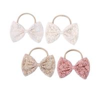 minkissy 4pcs Girls Hair Tie Bow Elastic Hair Scrunchies Satin Ribbon for Women Bow for Girls Elastic Bands Rope Tie