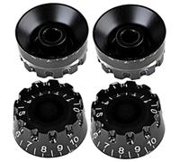 minkissy 4pcs Guitar Volume Control Knobs with Scale Replacement Caps for Electric Guitar and Bass Easy Install Compatible with Instruments Black and White Marked