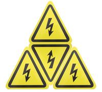 minkissy 4pcs High Voltage Warning Labels Triangle Safety Signs Electric Shock Hazard Yellow 12cm Safety Warning Signs for Electrical Panels Construction Sites