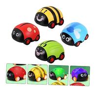 minkissy 4Pcs Inertia Pull Back Car Cartoon Glowing Vehicle Cars for Educational Play with Imagination Development Features