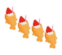minkissy 4pcs Japanese Snack Model Keychain Pendant Realistic Food Charms for Bag Decoration Cute Keyring Ornaments for Parties and Classroom Exchanges Kawaii Fish Shaped Food Pendant