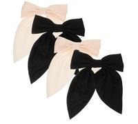 minkissy 4pcs Large Double-sided Satin Hair Bows Stylish Ribbon Clips for Women and Teens Metal Cloth Barrettes Versatile Ponytail Holders Elegant Hair Accessories