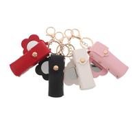 minkissy 4pcs Lipstick Protective Case Pu Leather Keychain Mirror Small Pouch Lipstick Organiser Case for Purse Travel Makeup Storage Bag for Women