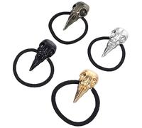 minkissy 4pcs Metal Crow Skull Halloween Hair Ties Skeleton Accessories for Women Girls