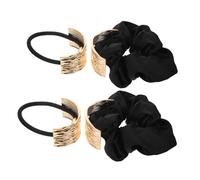 minkissy 4pcs Metal Geometric Hair Cuff Ponytail Holders Lightweight Elastic Scrunchies and Stylish Bands for Women Durable Hair Accessories for Daily Wear Work Parties Travel
