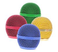 minkissy 4pcs Microphone Grill Mesh Covers Durable Mic Head Replacement for Enhanced Sound Style Secure Fit for Musicians Performers Includes Gold Green and Sky Options