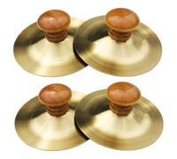 minkissy 4pcs Mini Finger Cymbals with Handles Clear Crisp Sound Early Educational Percussion Instrument for Dance Parties Belly Dancing and Entertainment