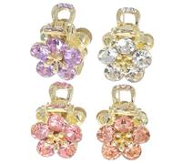 minkissy 4pcs Mini Flower Rhinestone Hair Clips for Women Non-Slip Decorative Claw Clips for Teens and Bridesmaids Side Hair Accessories for Office or Party
