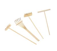 minkissy 4pcs Mini Rake Crafts Bamboo Rakes Push Tools Adornments for Sand Table Play Sandpit Toys for Boys and Girls