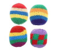 minkissy 4pcs Multicolored Hand Knitted Soft Kick Sack Balls for Lightweight Crochet Juggling Bean Bags for Indoor Outdoor Play Creative Coordination
