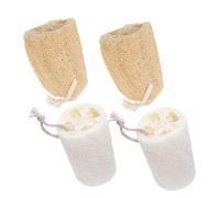 minkissy 4pcs Natural Loofah Dish Sponge Scrubber Super Absorbent Kitchen Cleaning Tool Handle Exfoliating Sponge for Dishwashing